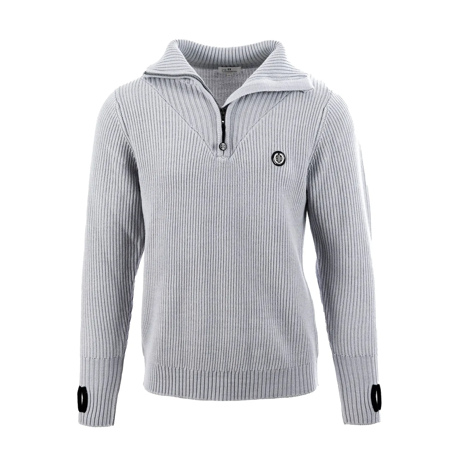 C2E Fremont Zip-neck pullover grå merino varm