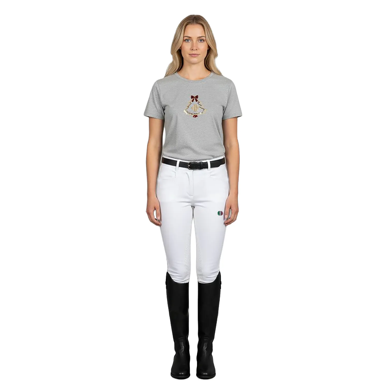 C2E Bucine T-shirt grå mélange dame bomuld broderi