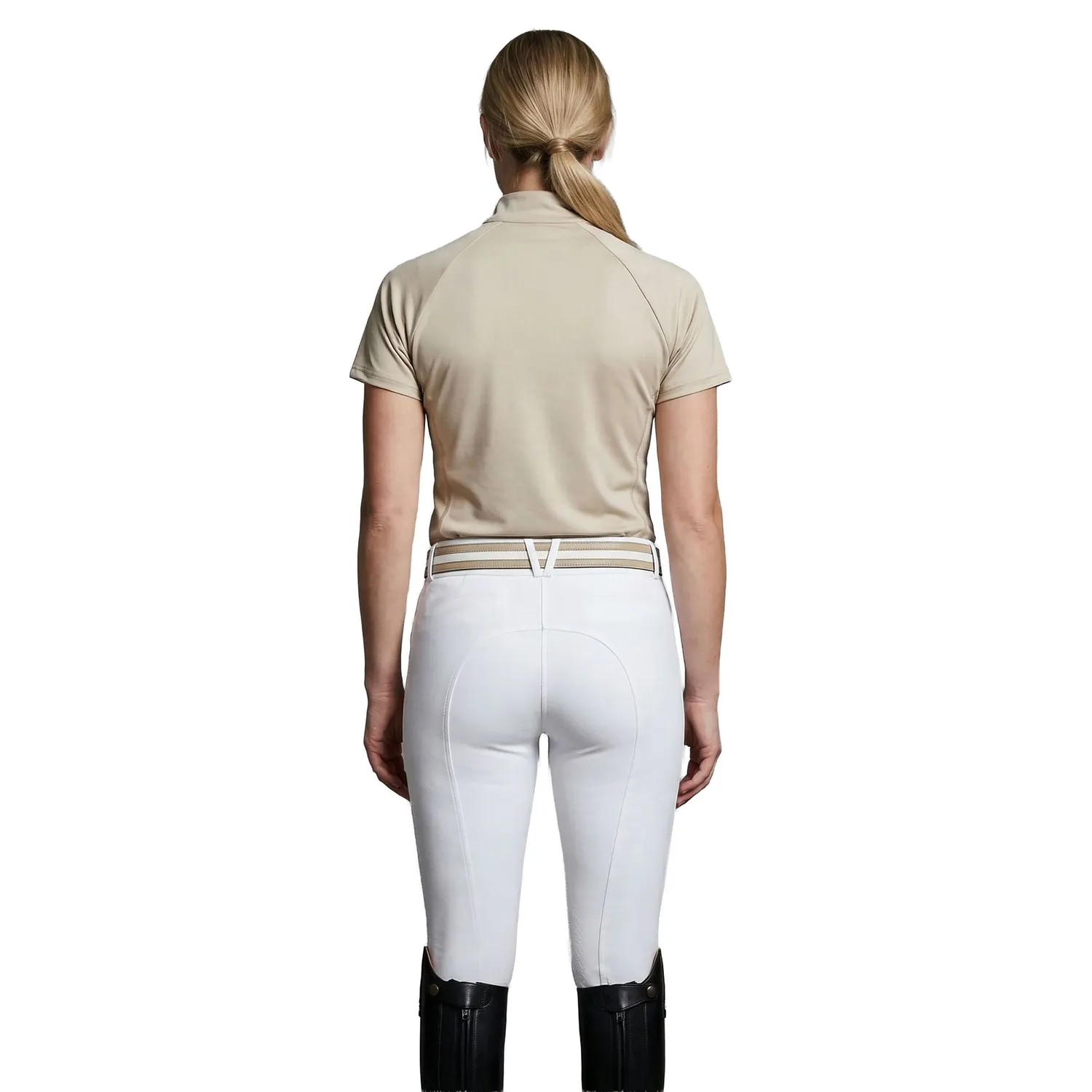 C2E Wembley zip-neck t-shirt sandshell beige