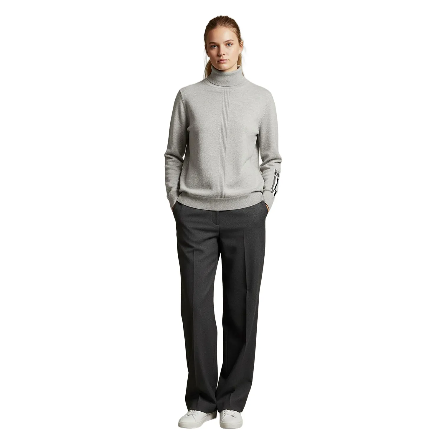 C2E Vasco striktrøje grå rullekrave cashmere