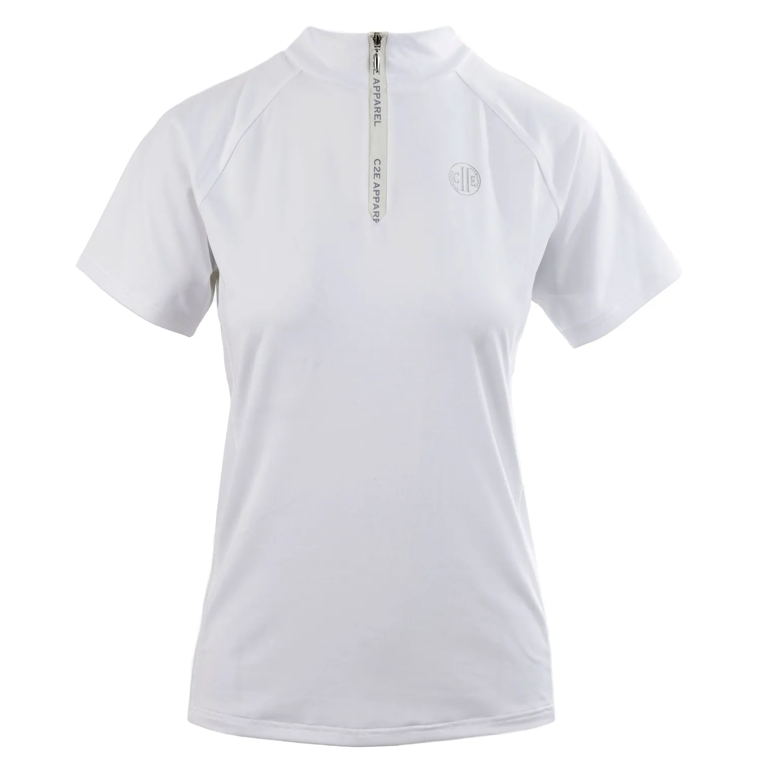 C2E Wembley Zip T-Shirt Hvid - Dame Ridetrøje