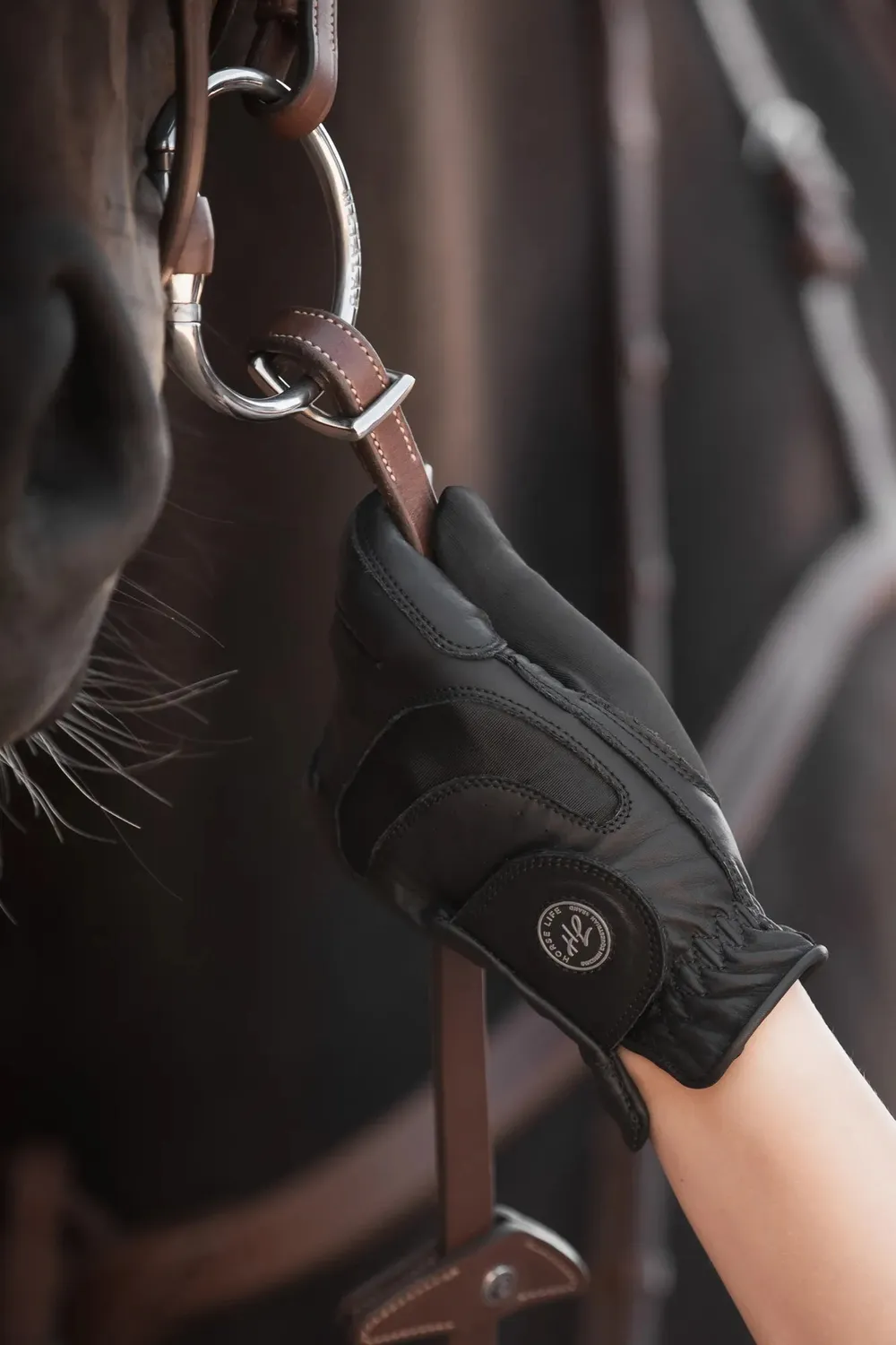 Källquist Flexible Grip Vent ridehandske sort læder