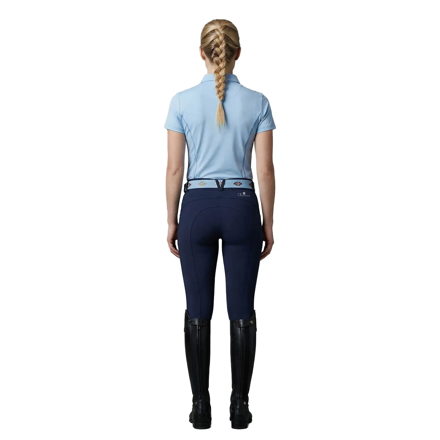 C2E Westminister zip-neck top lyseblå mesh