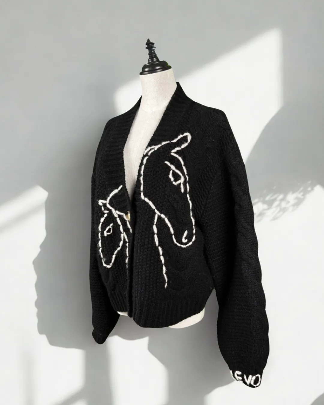 L'Evoine Mare & Foal strikjakke alpaka noir S/M