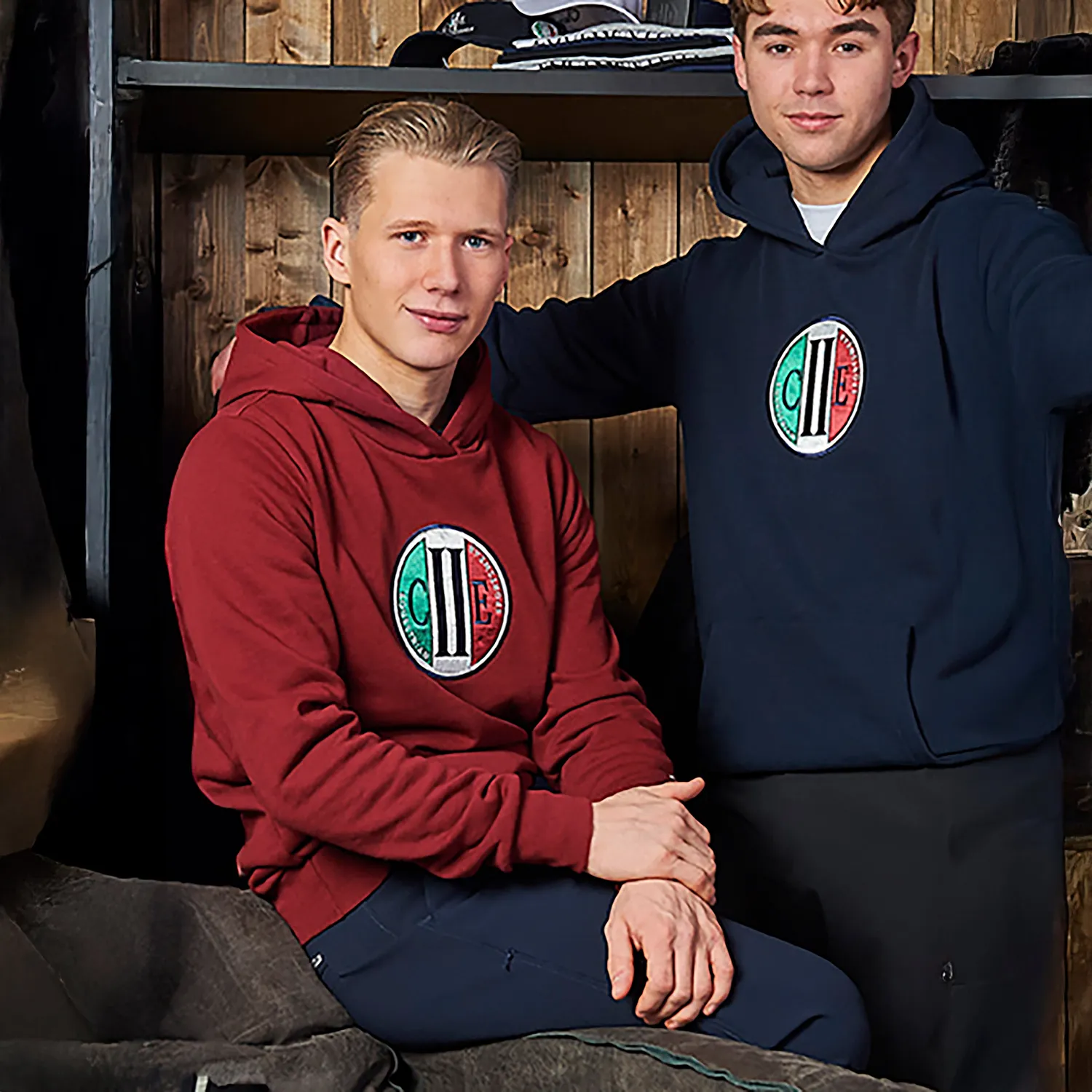 C2E Stocton hoodie vinrød unisex børstet varm