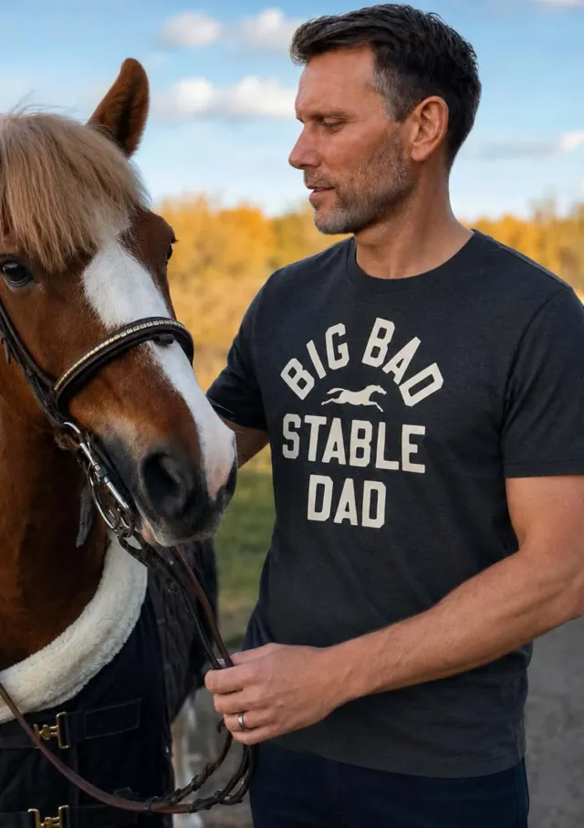 BIG BAD STABLE DAD hoodie mørkegrå bomuld