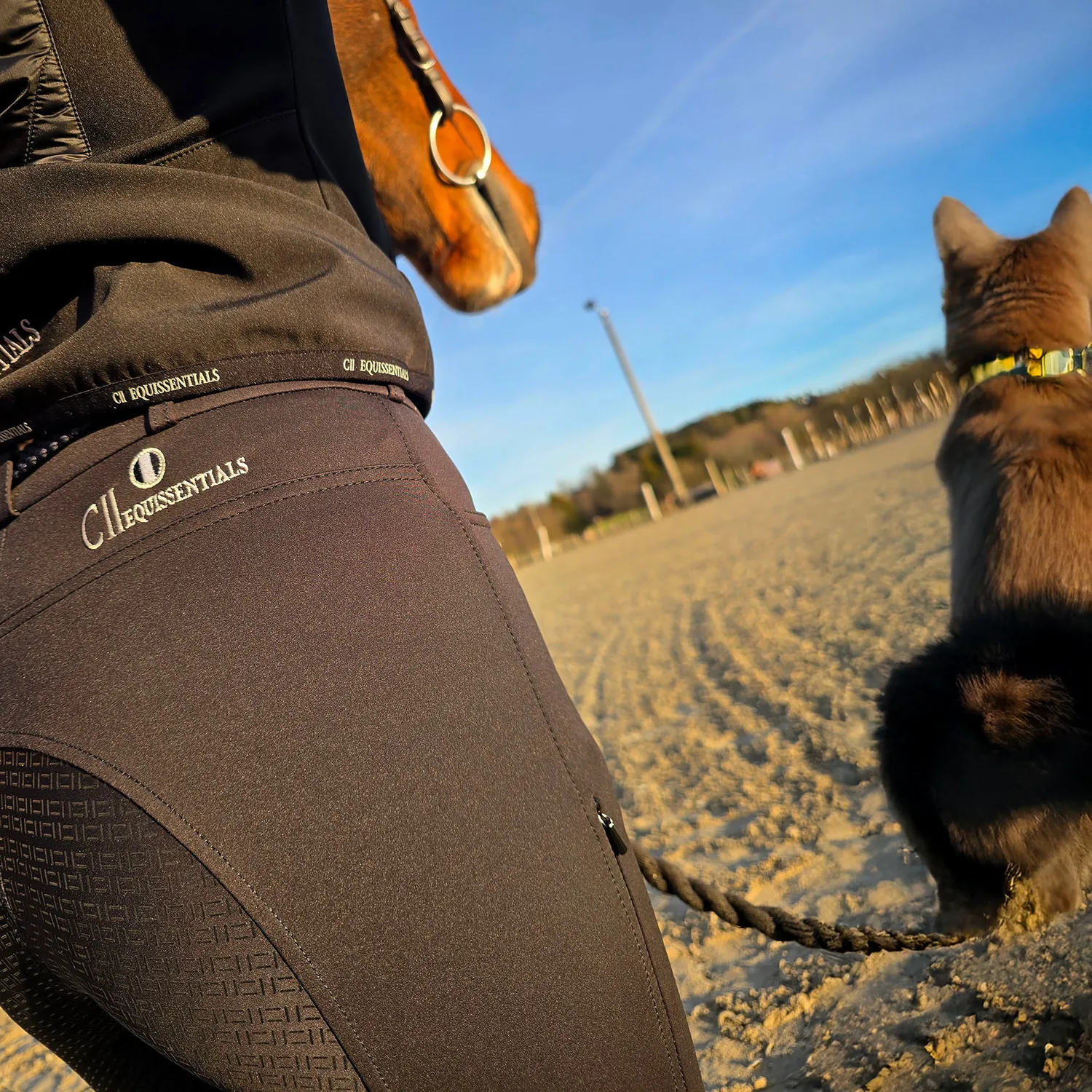 C2E Fresno ridebukser fullgrip sort med mobil lomme