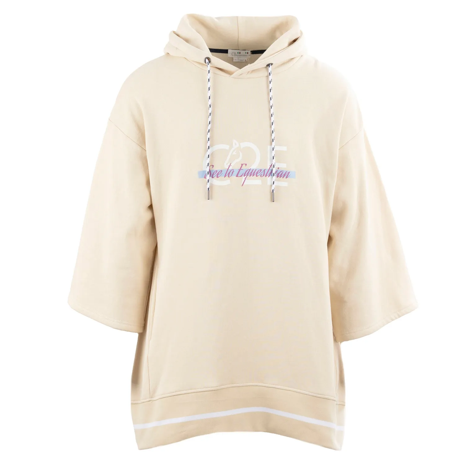 C2E Barbican sweatshirt beige oversize hætte dame