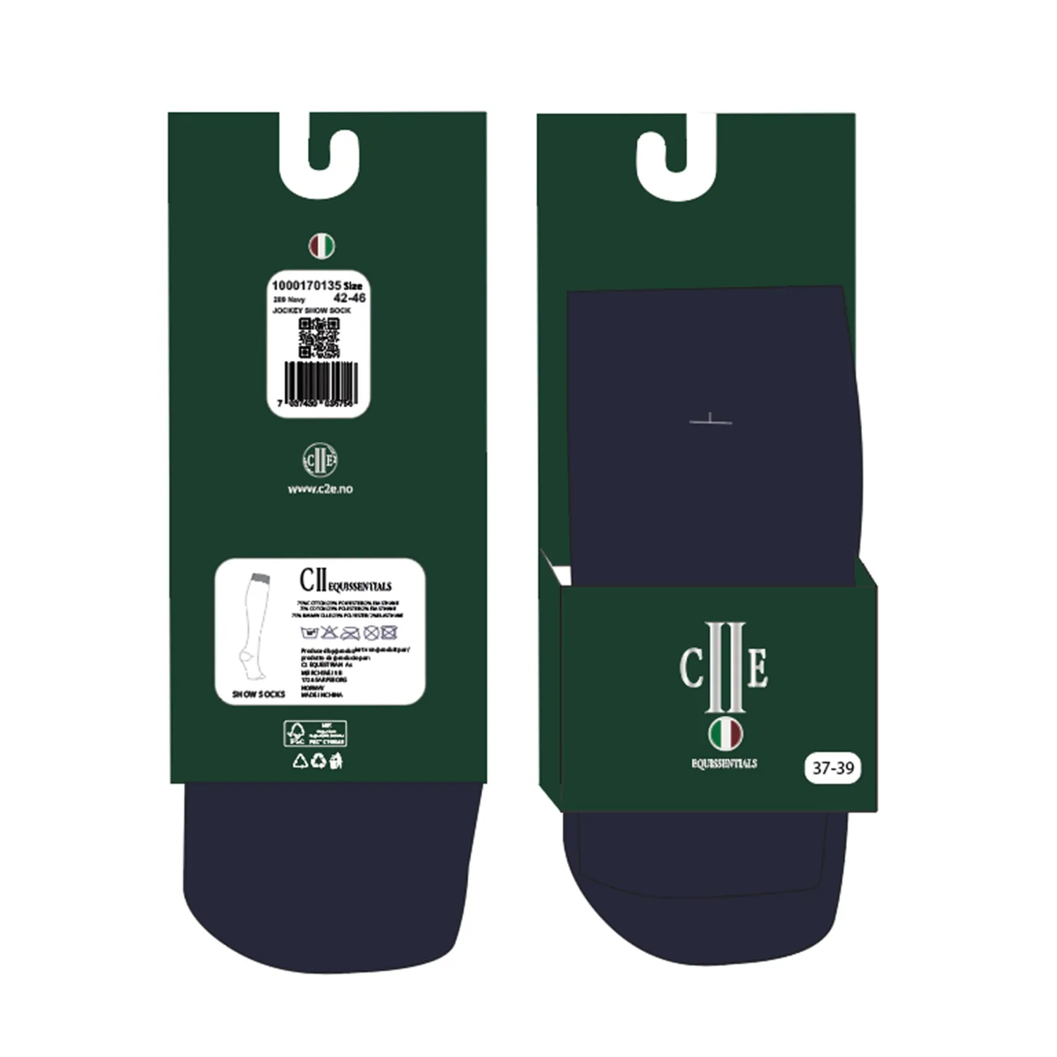 C2E Equestrain Roseville ridesokker navy Black Iris uld