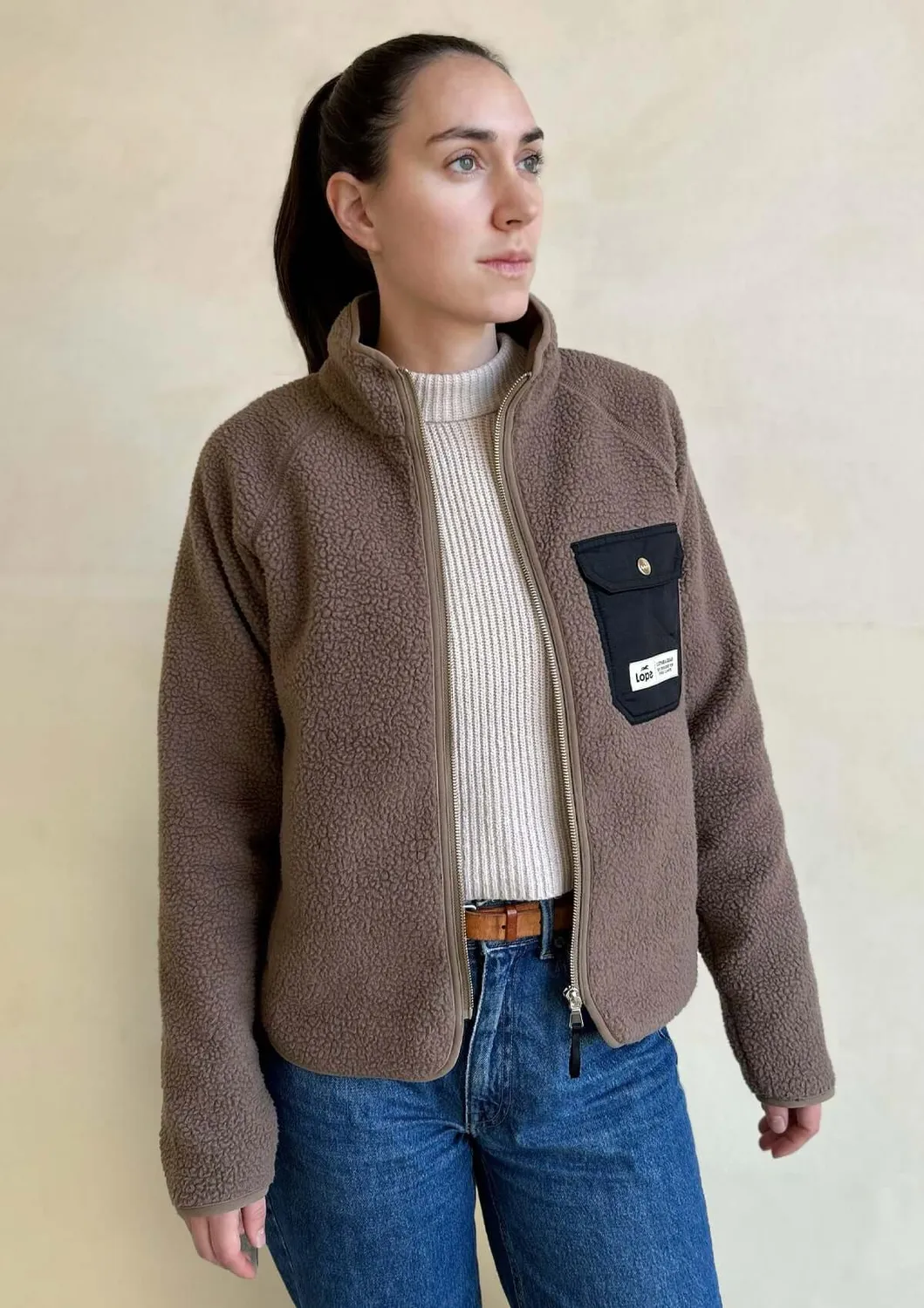 Lope Stable Fleece fleecetrøje khaki gold vind
