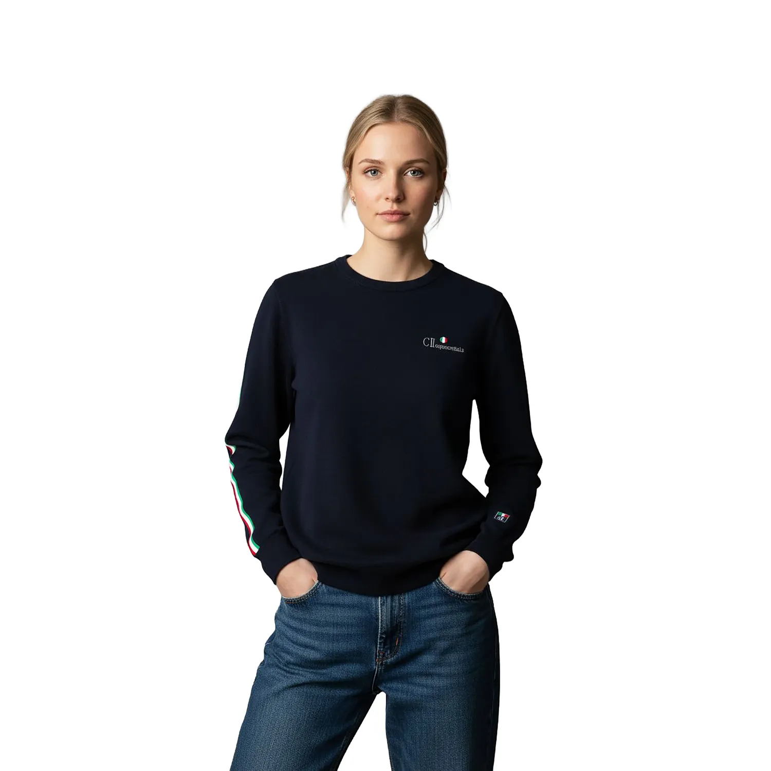 C2E Tracy pullover navy black iris bomuld cashmere