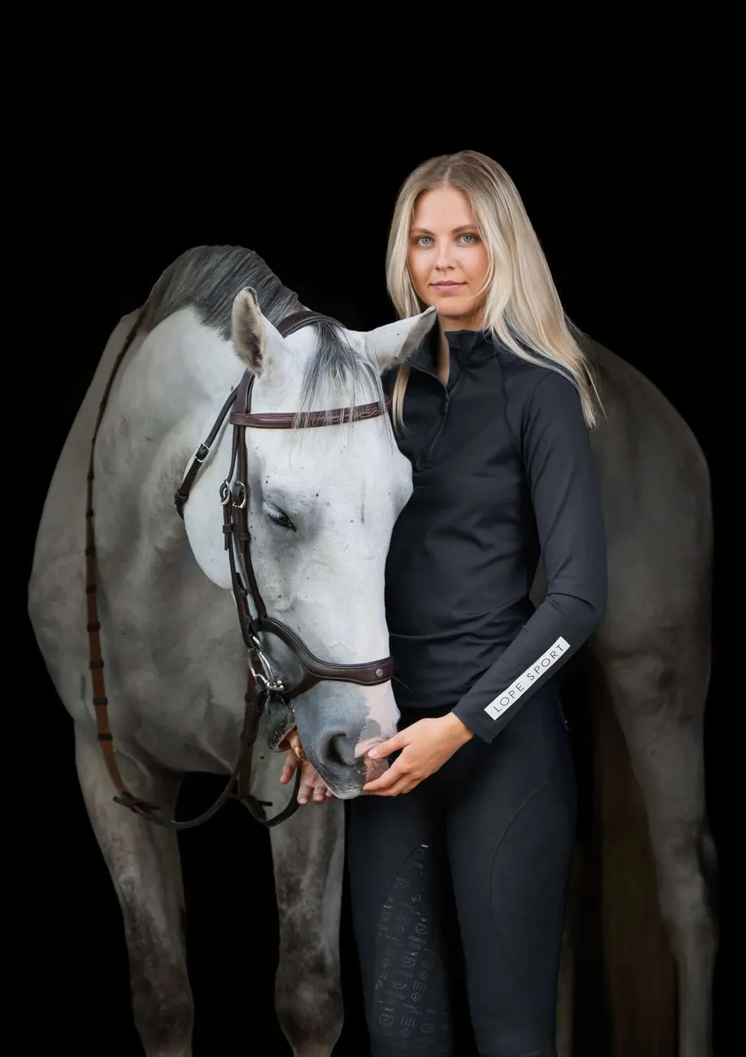 LOPE Sport quarter zip ridetop sort S langærmet