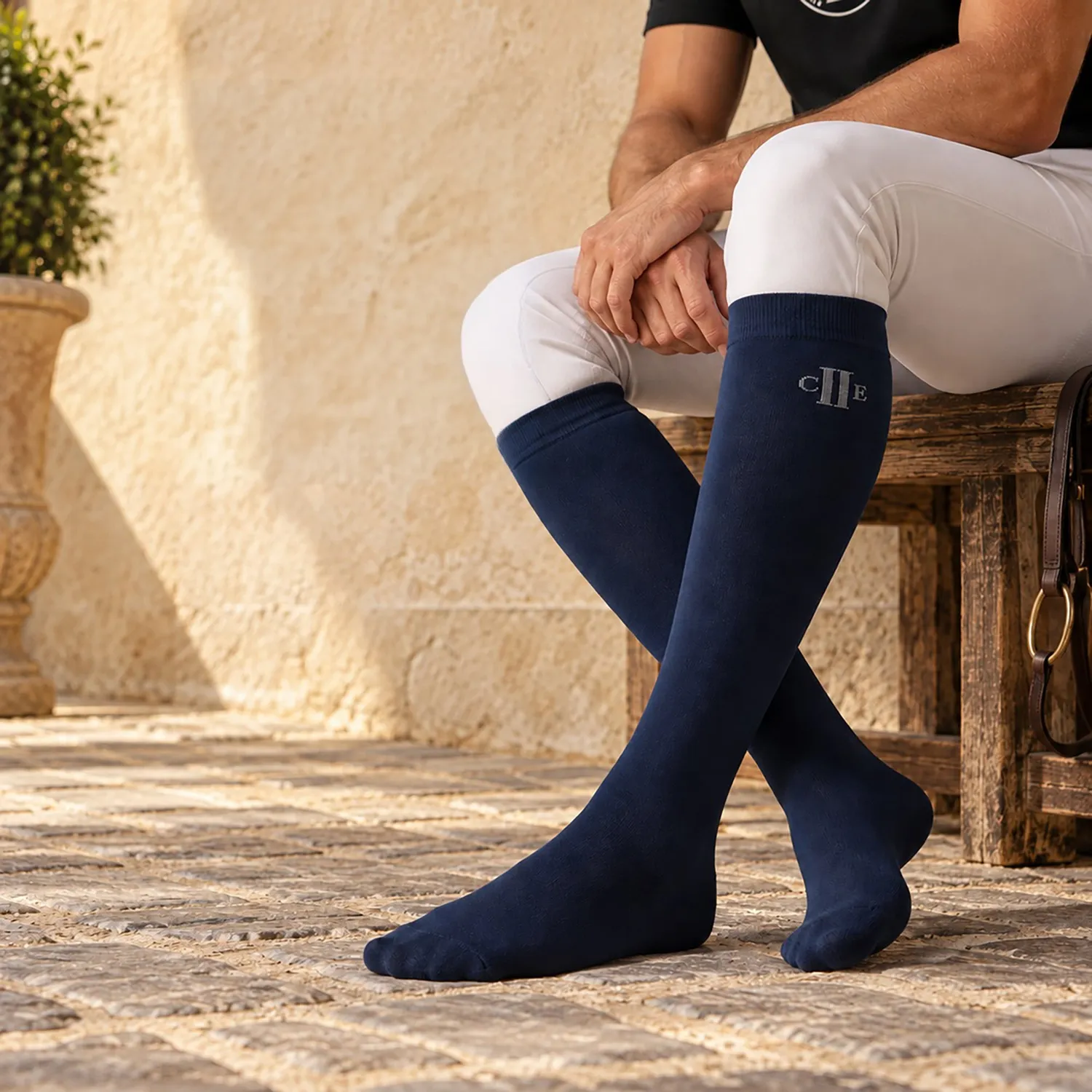 C2E Pomona ridestrømper navy 5-pak tynd skaft