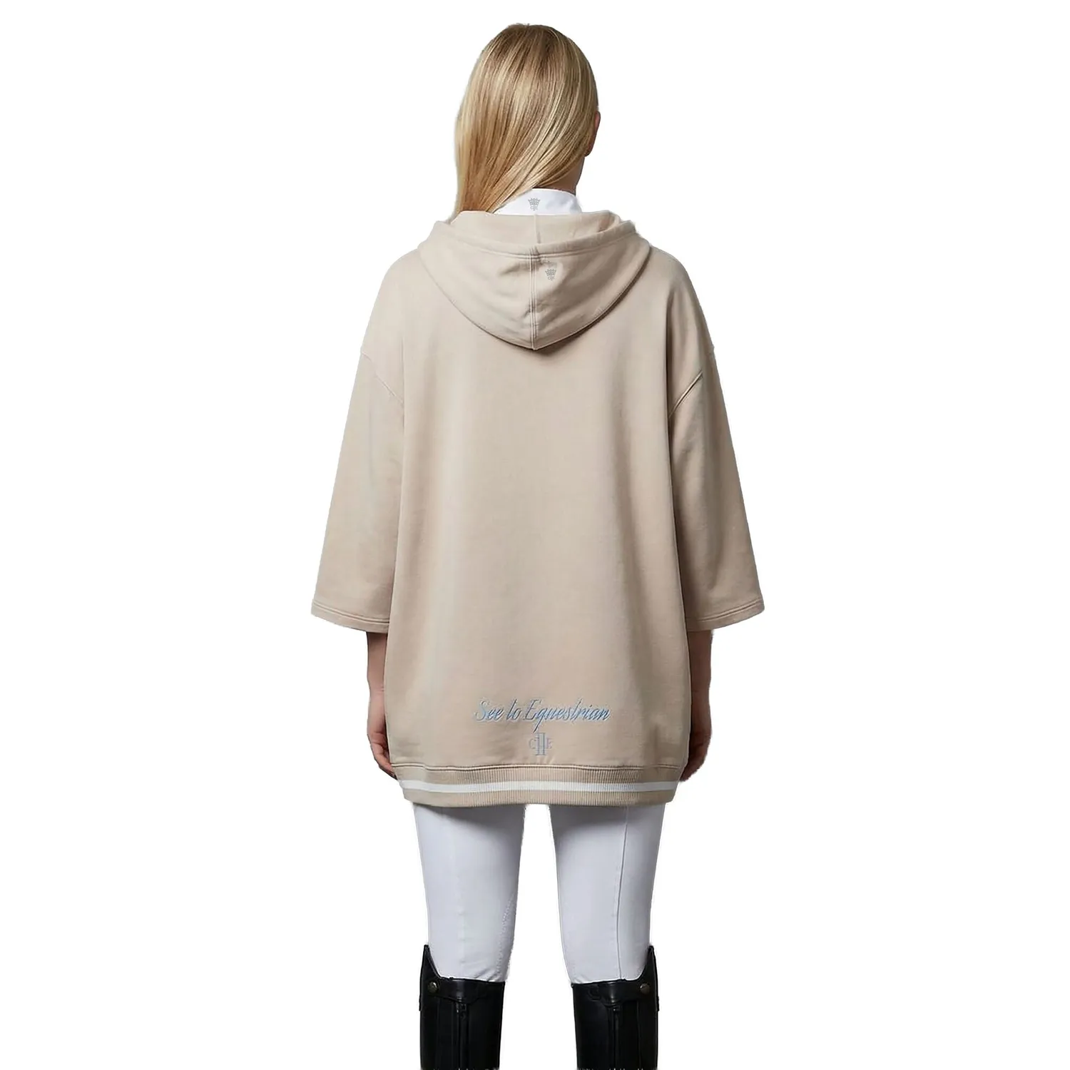 C2E Barbican sweatshirt beige oversize hætte dame