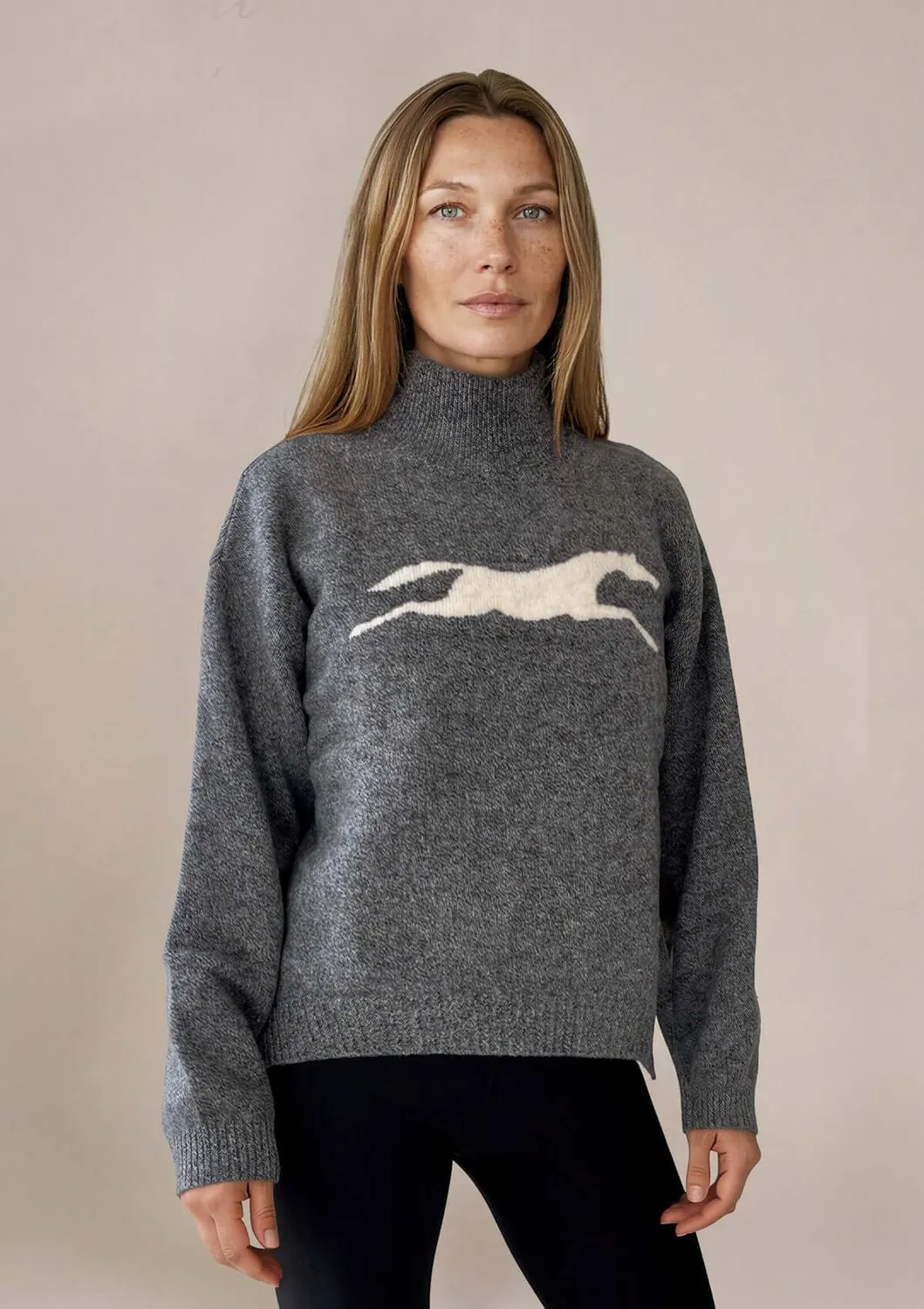 LOPE Wool Polo Knit striktrøje grå melange 100% uld
