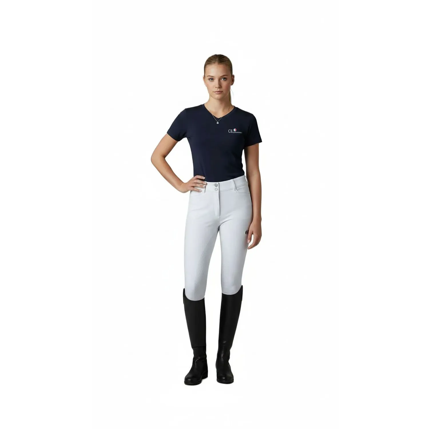 C2E Atwater V-hals T-shirt dame navy stræk