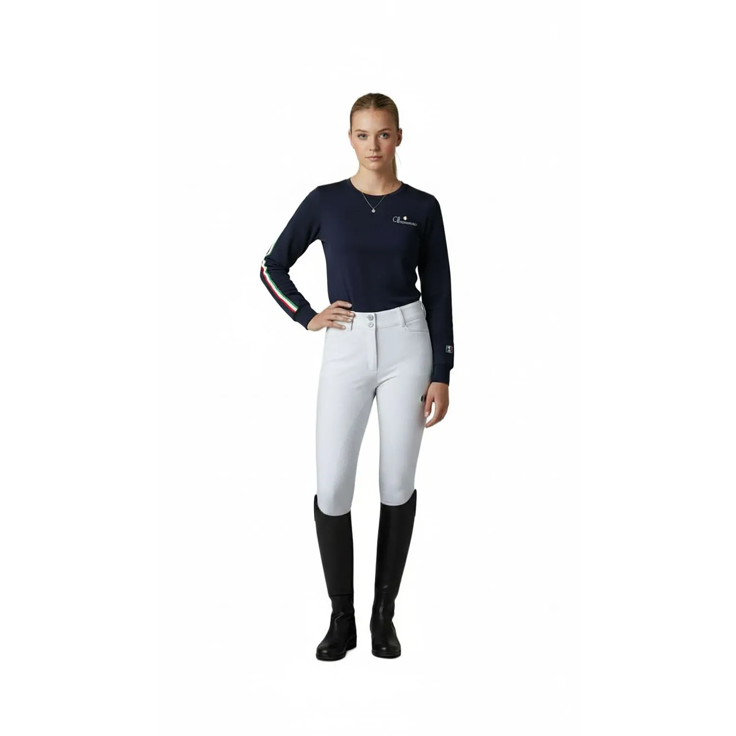 C2E Tracy pullover navy black iris bomuld cashmere