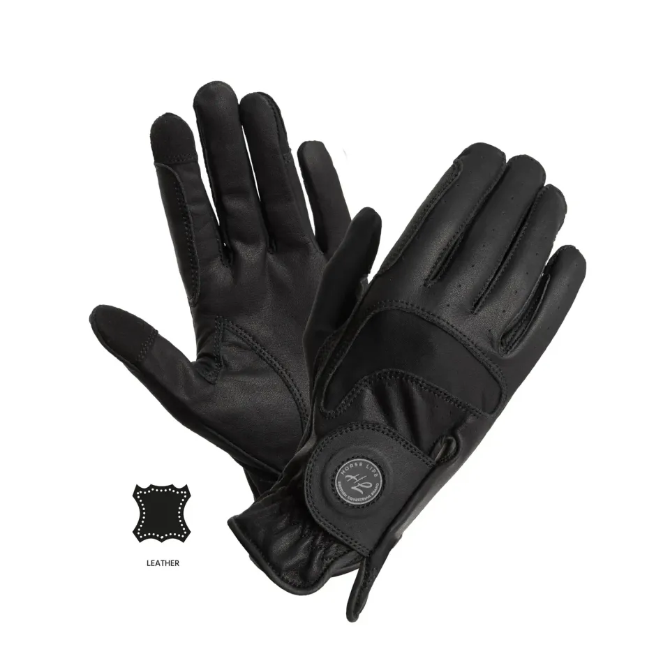 Källquist Flexible Grip Vent ridehandske sort læder