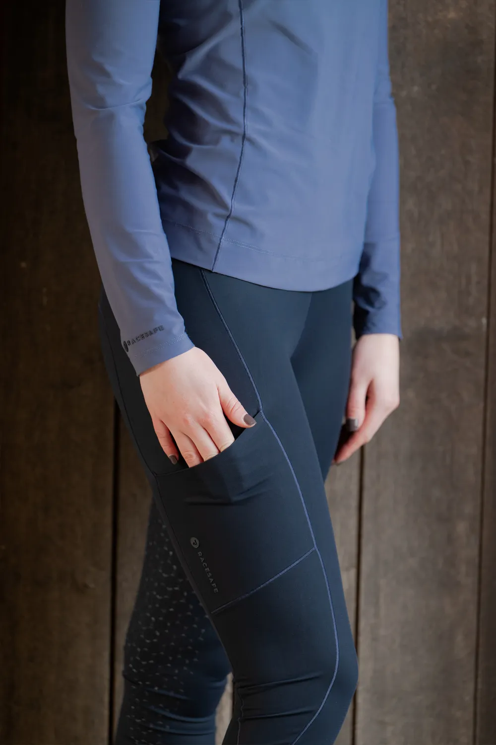 Racesafe Core Grip ridetights navy med silikonegrip