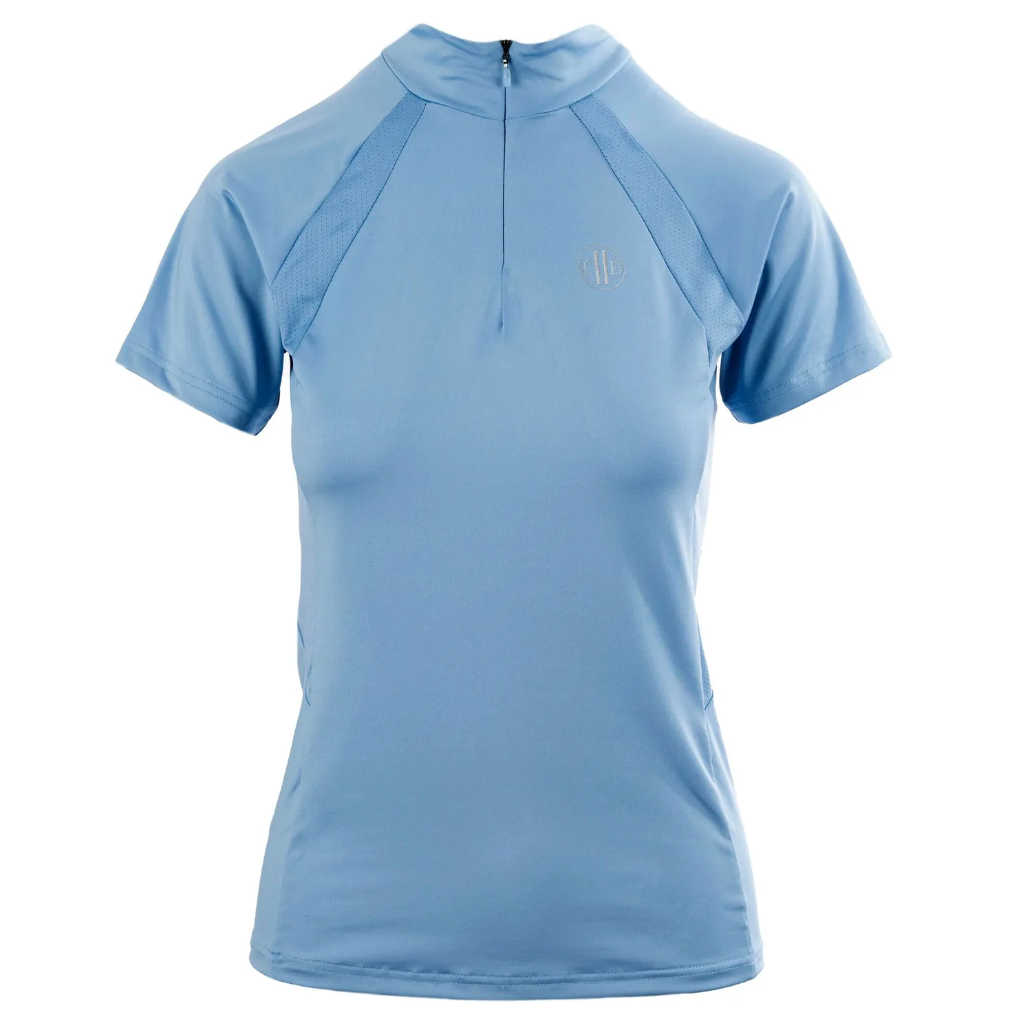 C2E Westminister zip-neck top lyseblå mesh