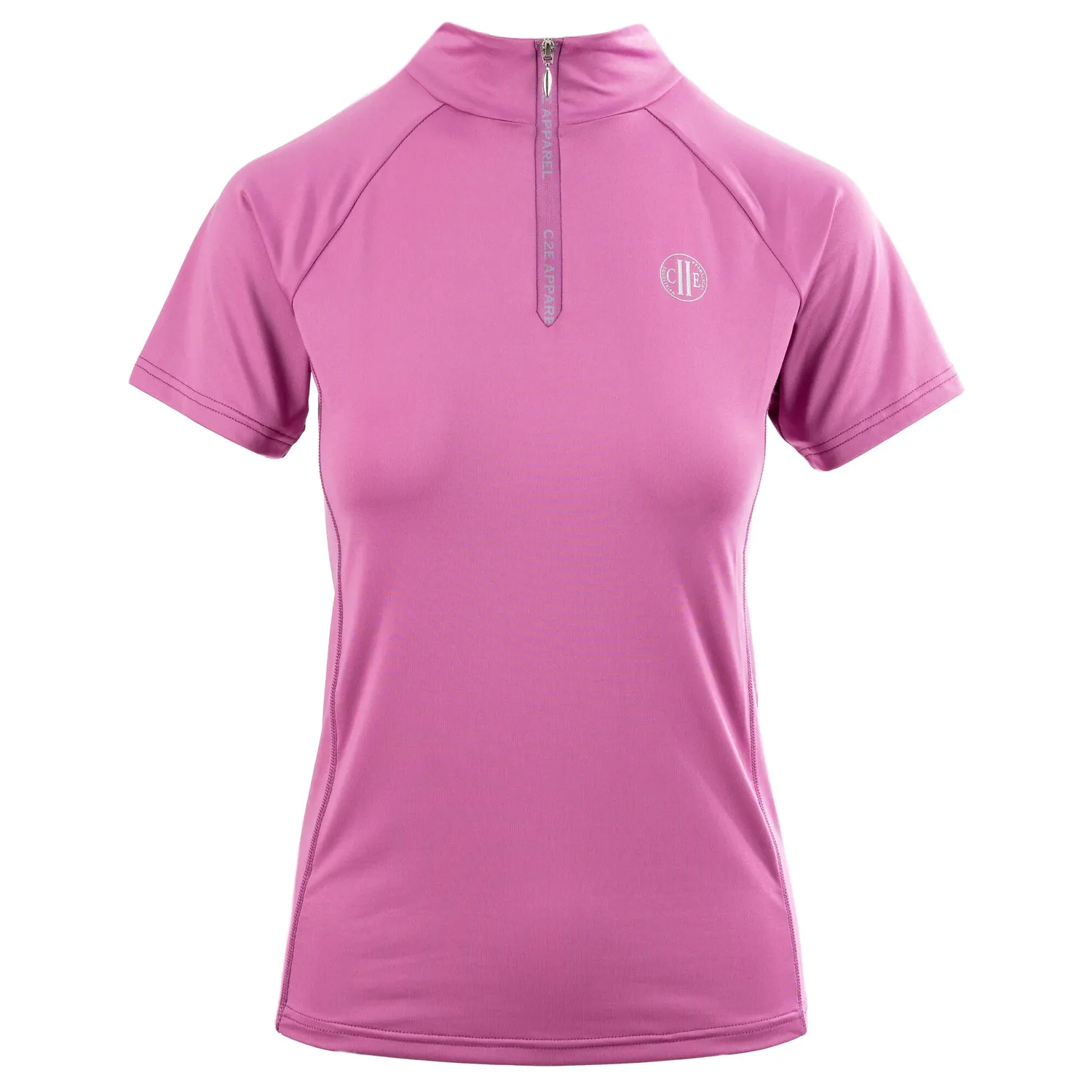 C2E Wembley zip-neck t-shirt spring crocus pink lynlås