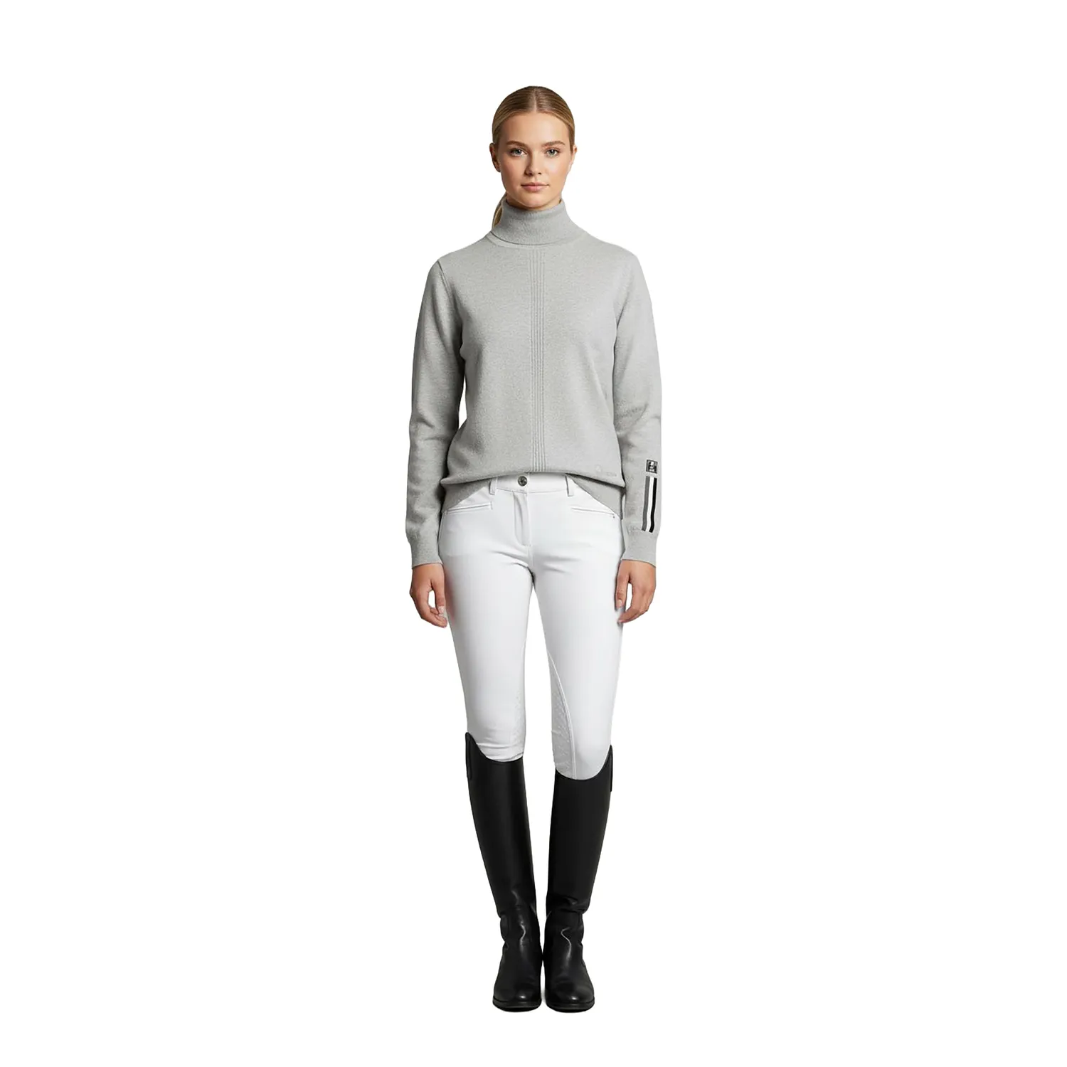 C2E Vasco striktrøje grå rullekrave cashmere