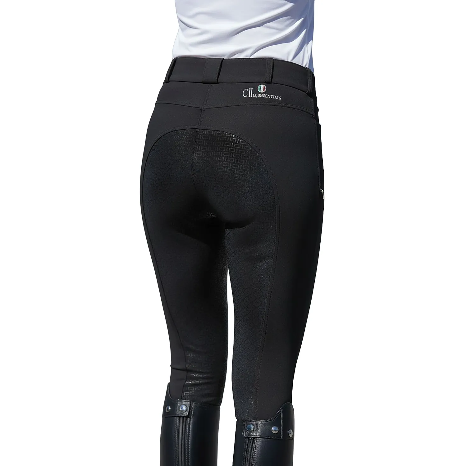 C2E Fresno ridebukser fullgrip sort med mobil lomme