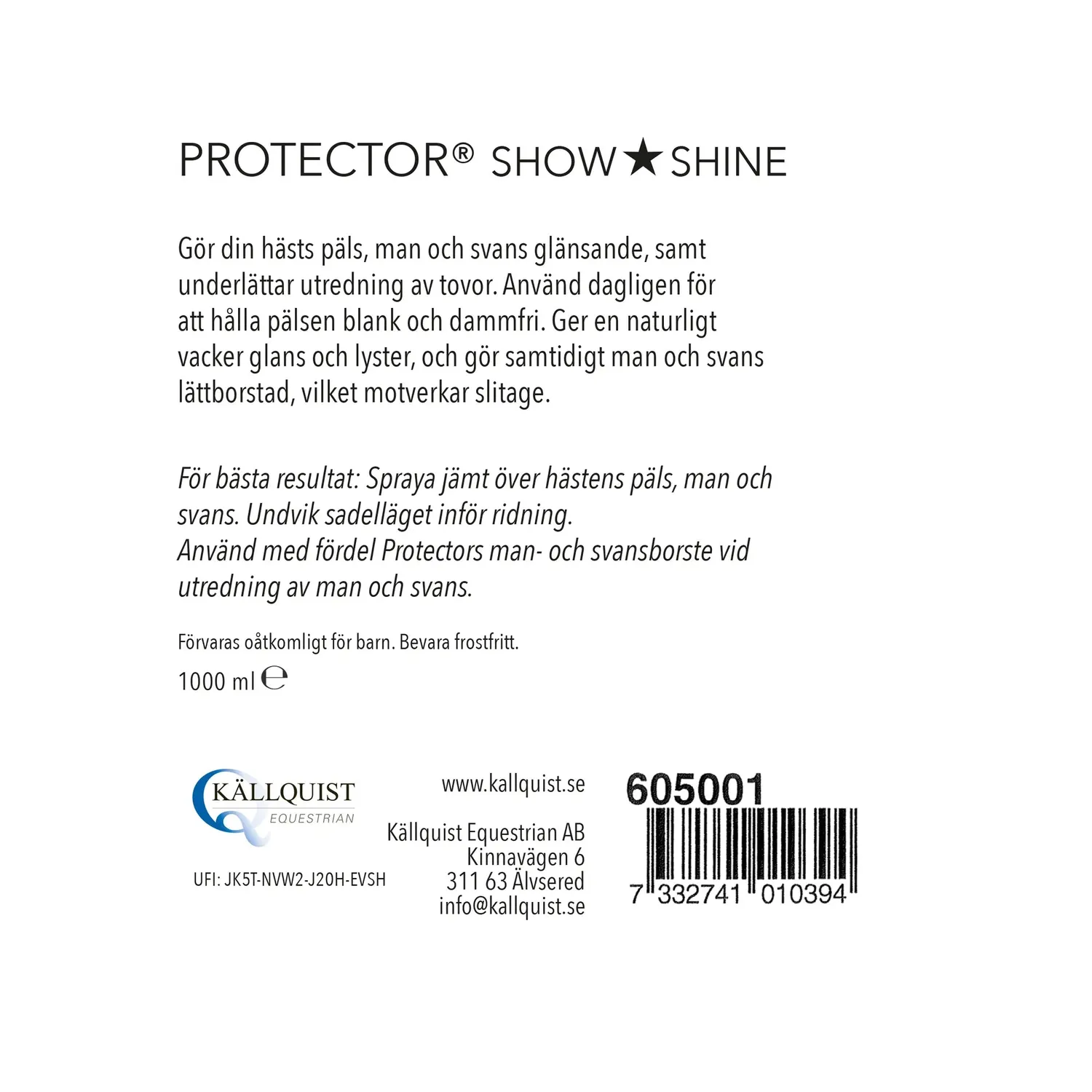 Källquist White Horse show shine hesteshampoo 1 liter