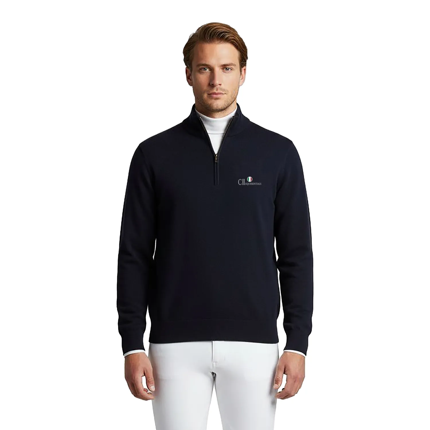 C2E Livermore Striktrøje rullekrave Black Iris cashmere