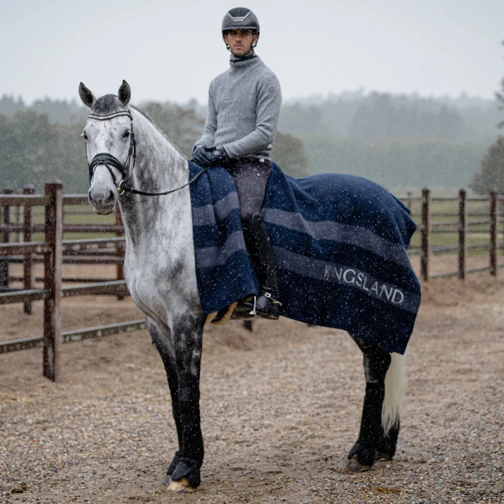 Kingsland Classic uldtæppe navy 190x200 varm