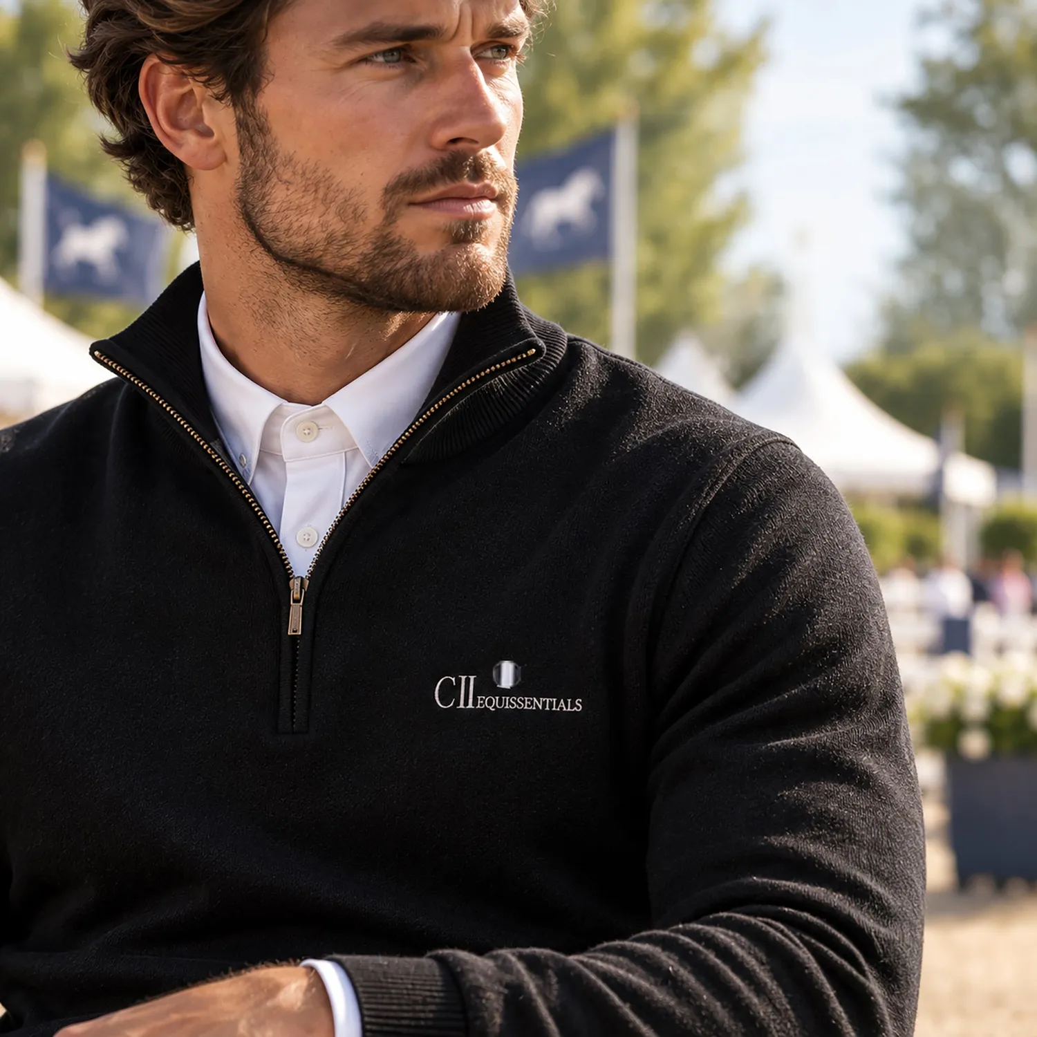 C2E Livermore pullover sort cashmere rullekrave