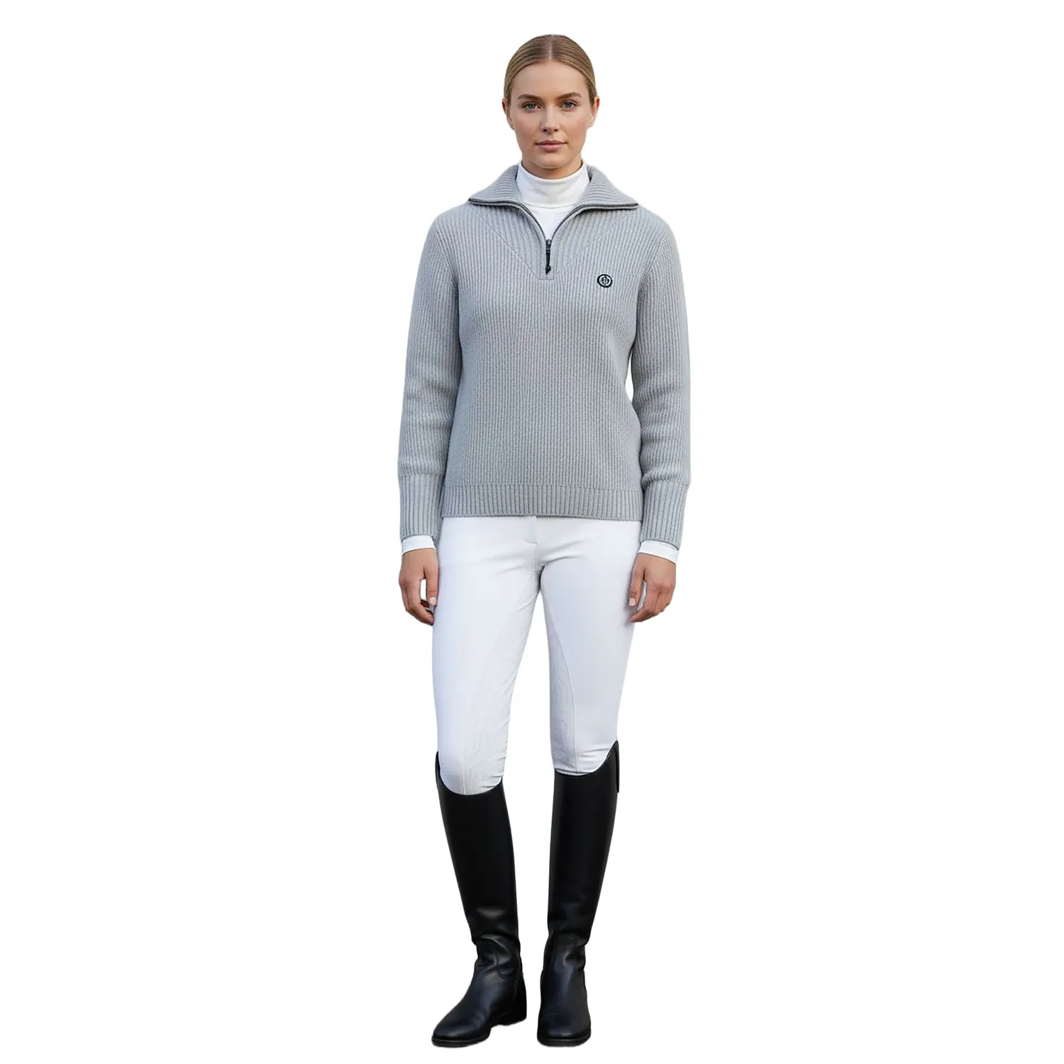 C2E Fremont Zip-neck pullover grå merino varm