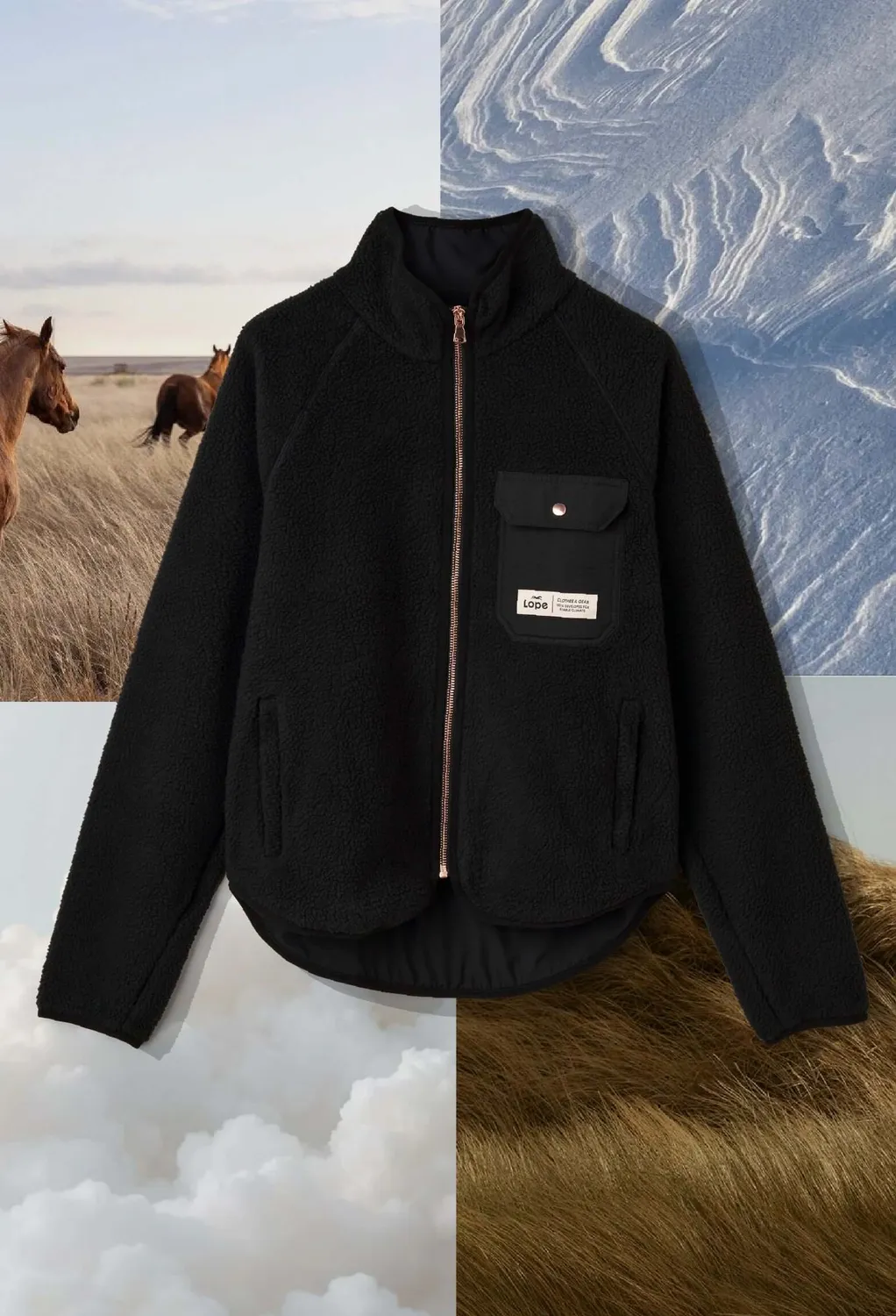 LOPE Stable Fleece fleecejakke junior sort vindtæt