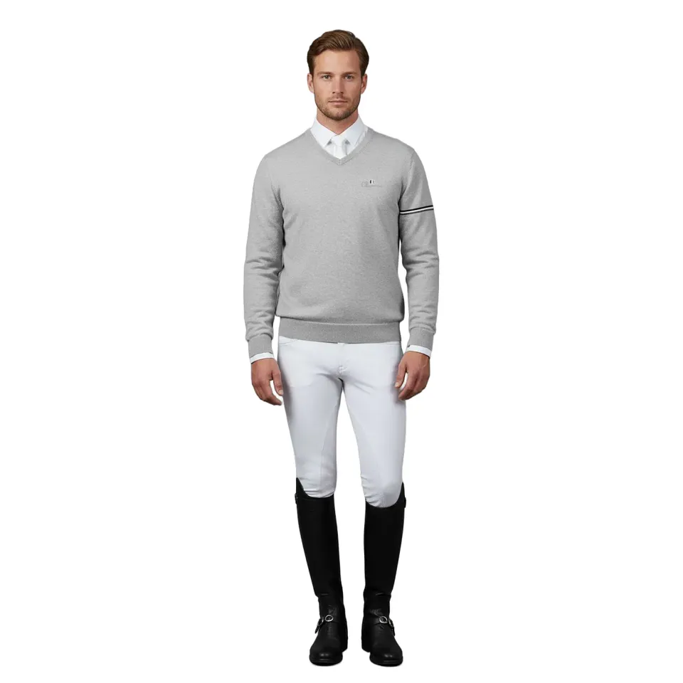 C2E Equestrain Pleasanton V-pullover grå cashmere