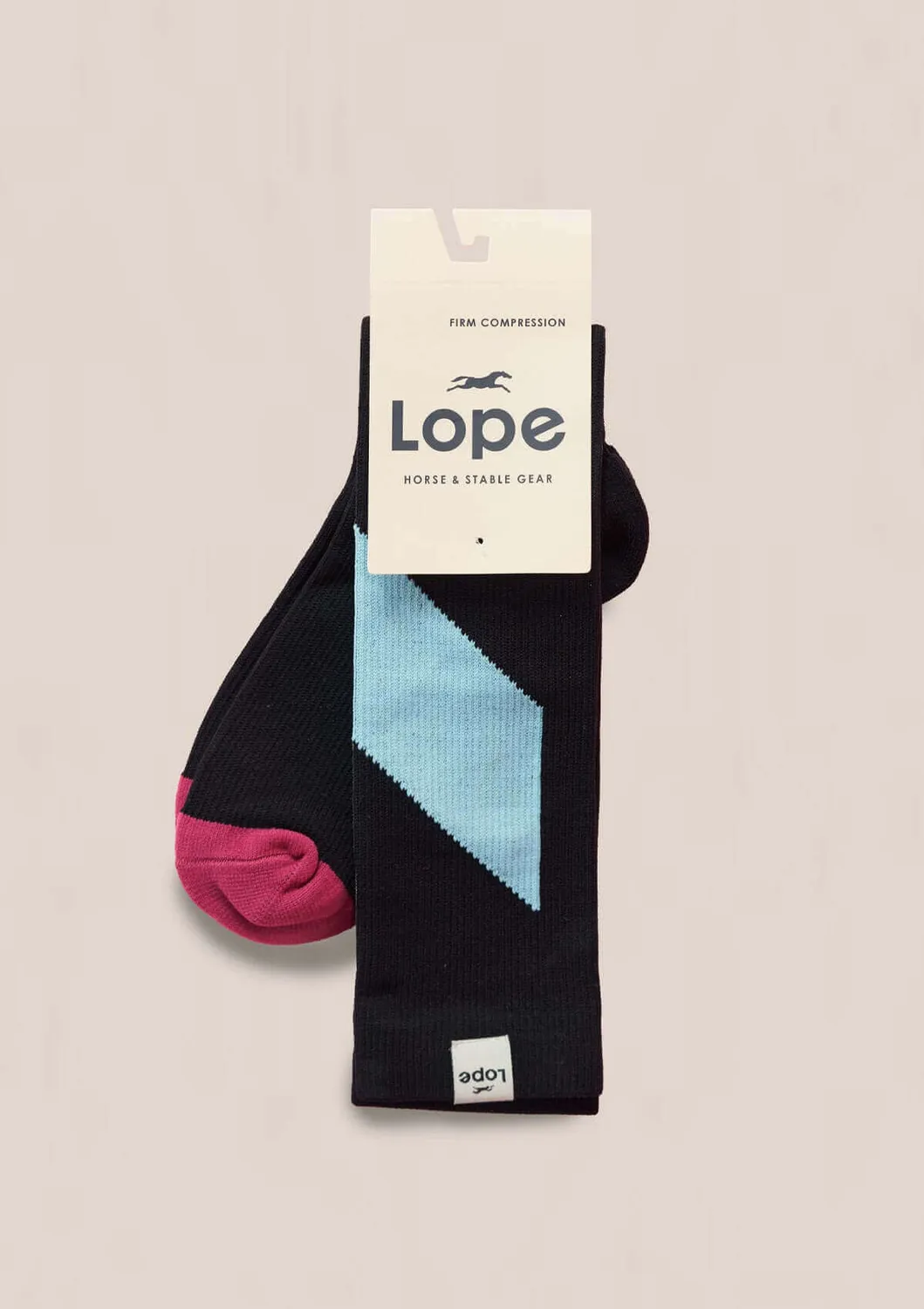 LOPE Equestrian ridestrømper sort sky blue 36-42