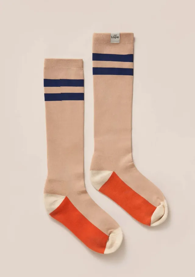 LOPE Just Ride ridestrømper beige stripes 36-38