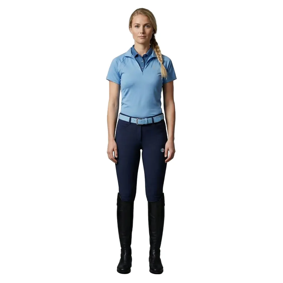 C2E Westminister zip-neck top lyseblå mesh