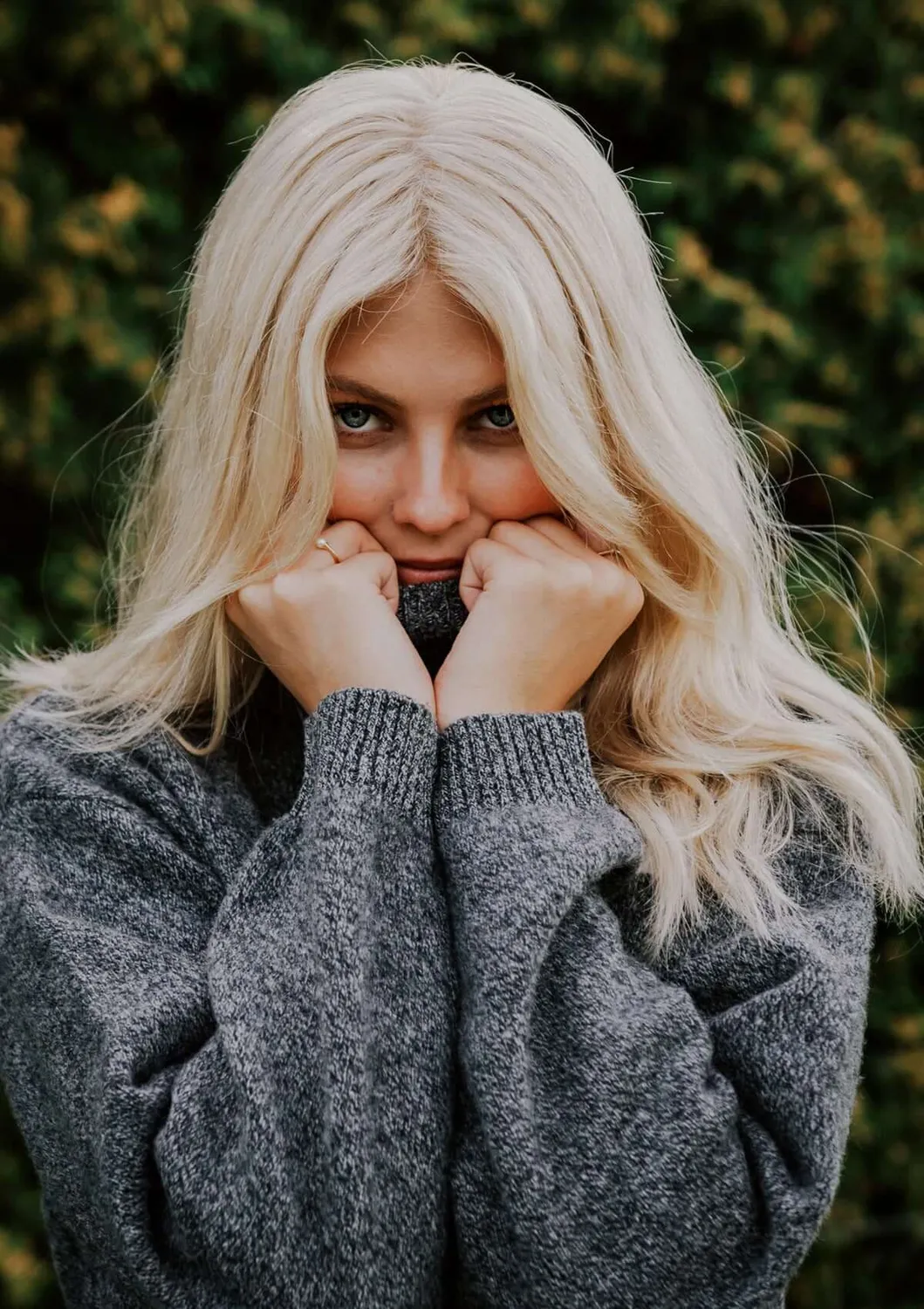 LOPE Wool Polo Knit striktrøje grå melange 100% uld