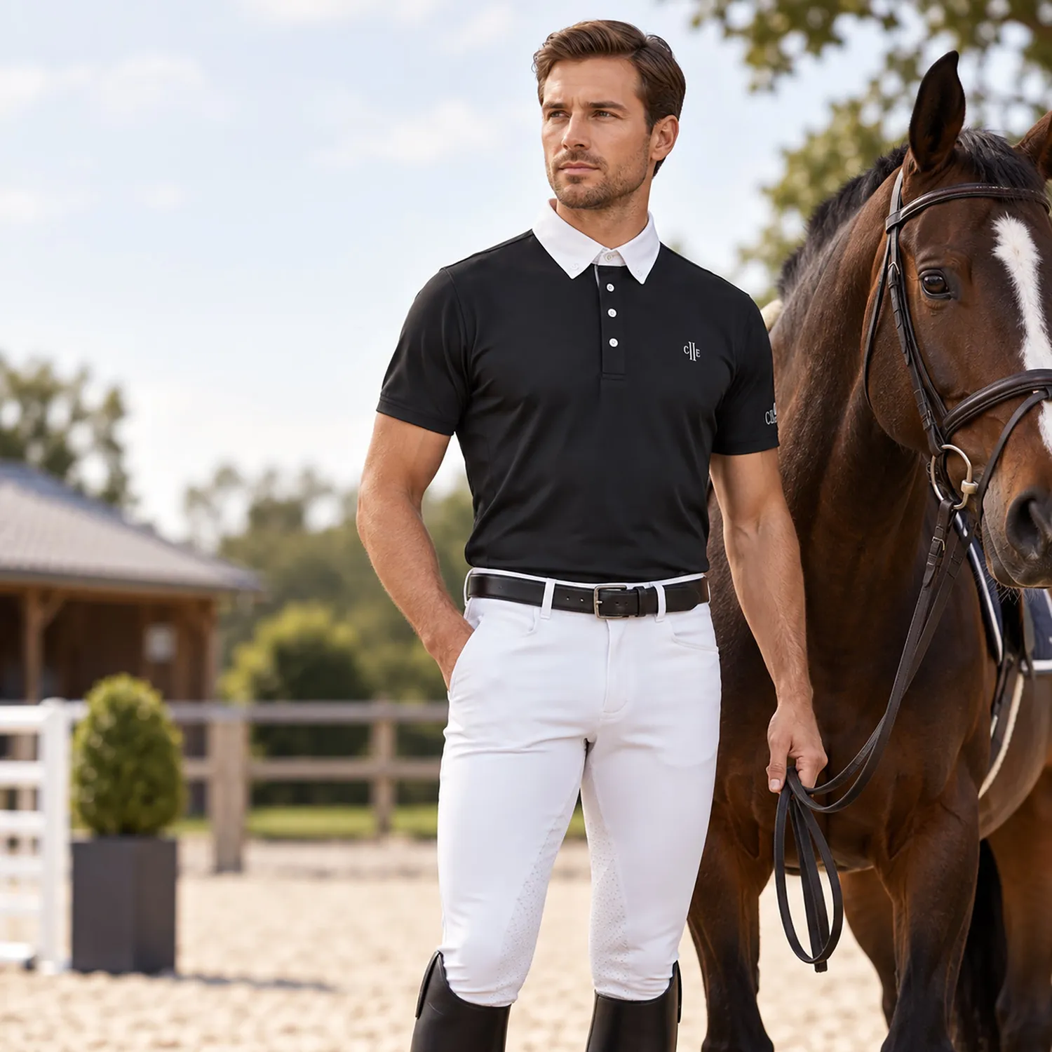 C2E Equestrain Barstow stævneskjorte sort herre