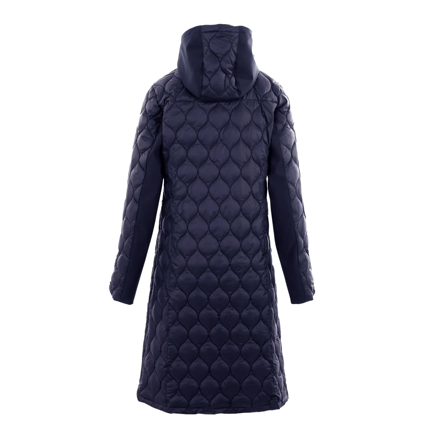 C2E Camarillo quiltet lang frakke navy aftagelig hætte