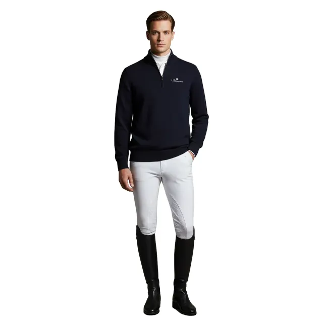 C2E Livermore Striktrøje rullekrave Black Iris cashmere
