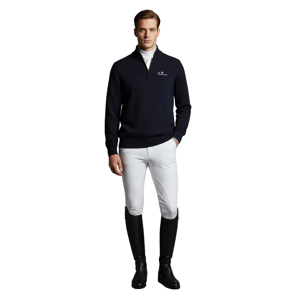 C2E Livermore Striktrøje rullekrave Black Iris cashmere