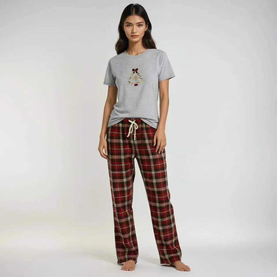 C2E Fiesole pyjamasbukser ternet flannel bomuld