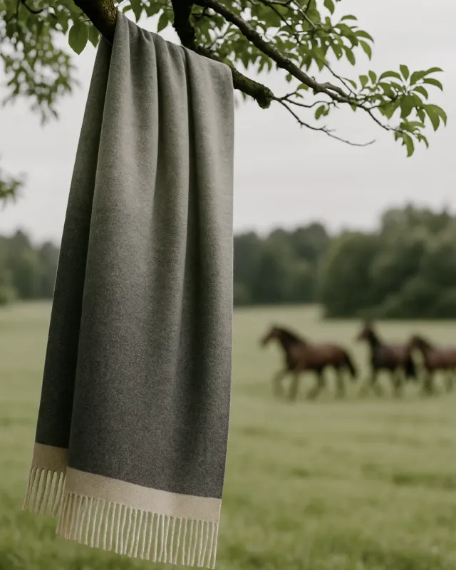 L'Evoine Plaid Dégradé alpakaplaid 160x130 grå