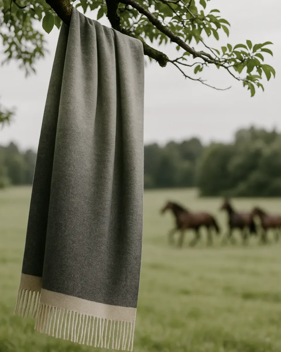 L'Evoine Plaid Dégradé alpakaplaid 160x130 grå