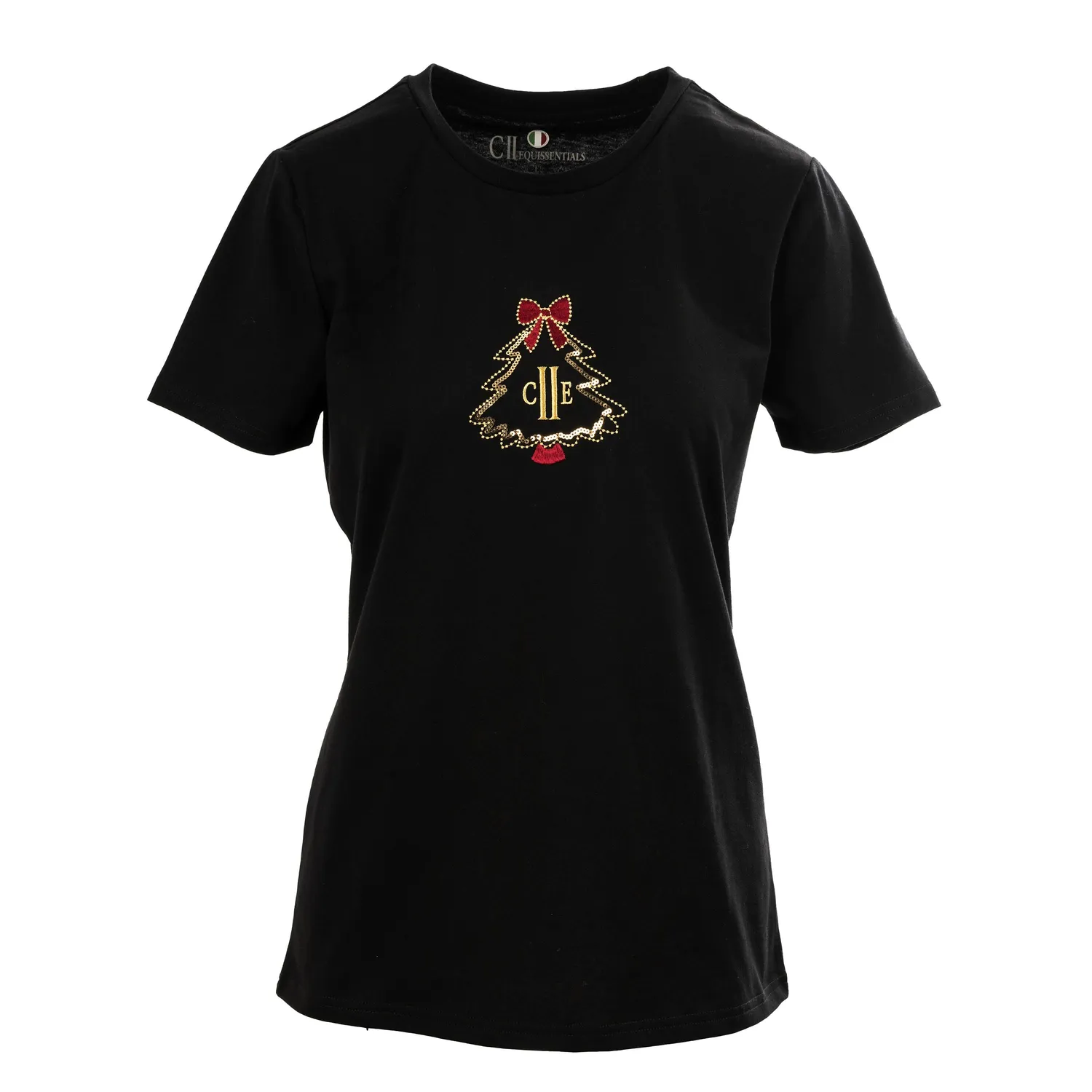 C2E Bucine T-shirt sort dame bomuld broderi