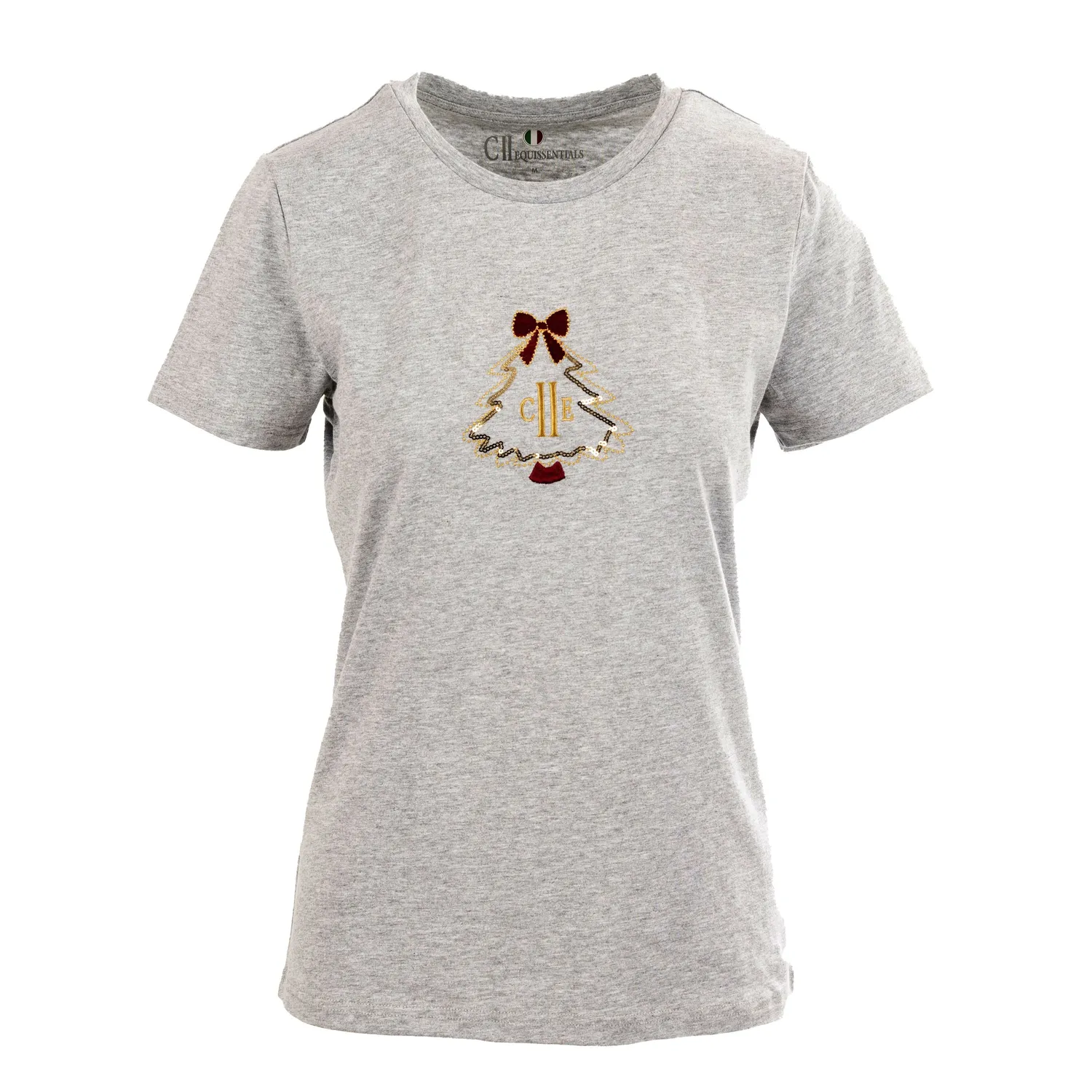 C2E Bucine T-shirt grå mélange dame bomuld broderi