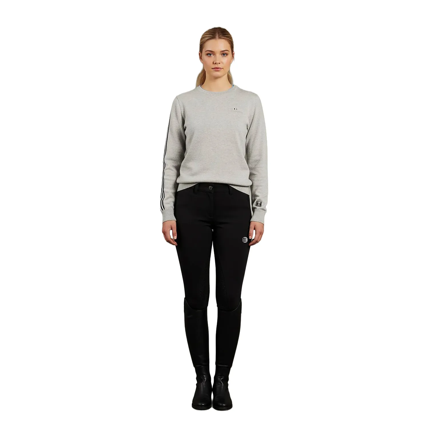 C2E Equestrain Tracy pullover grå melange bomuld