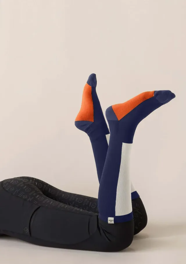 LOPE Just Ride ridestrømper blue block let kompression