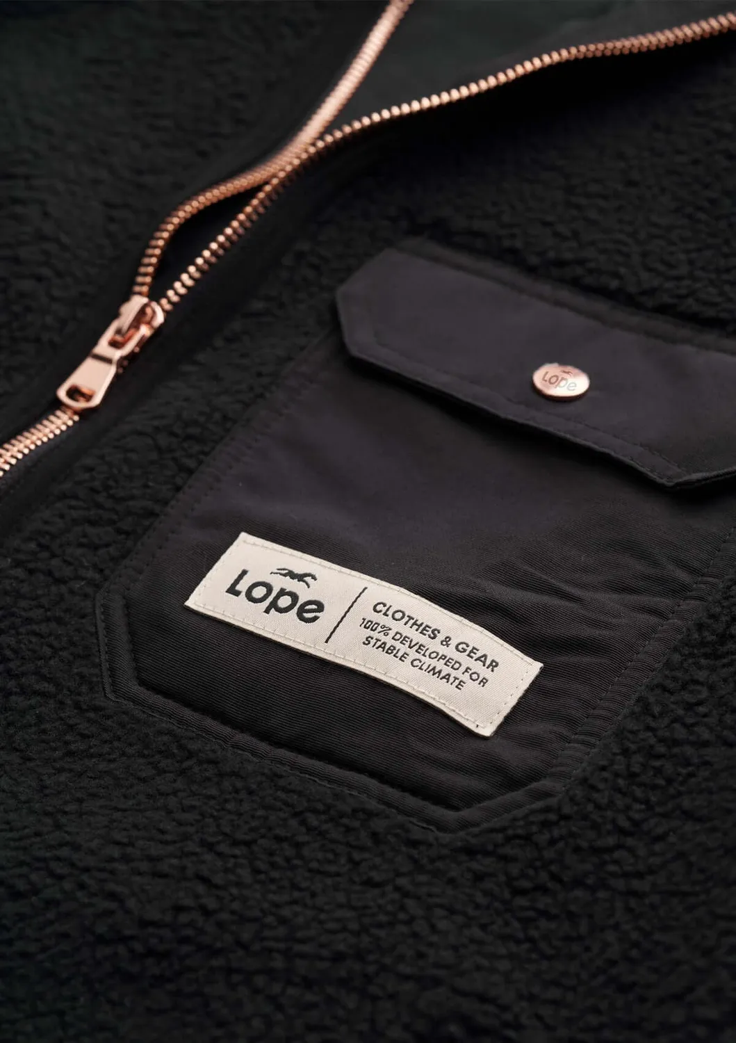 LOPE Stable Fleece fleecetrøje sort rose windproof